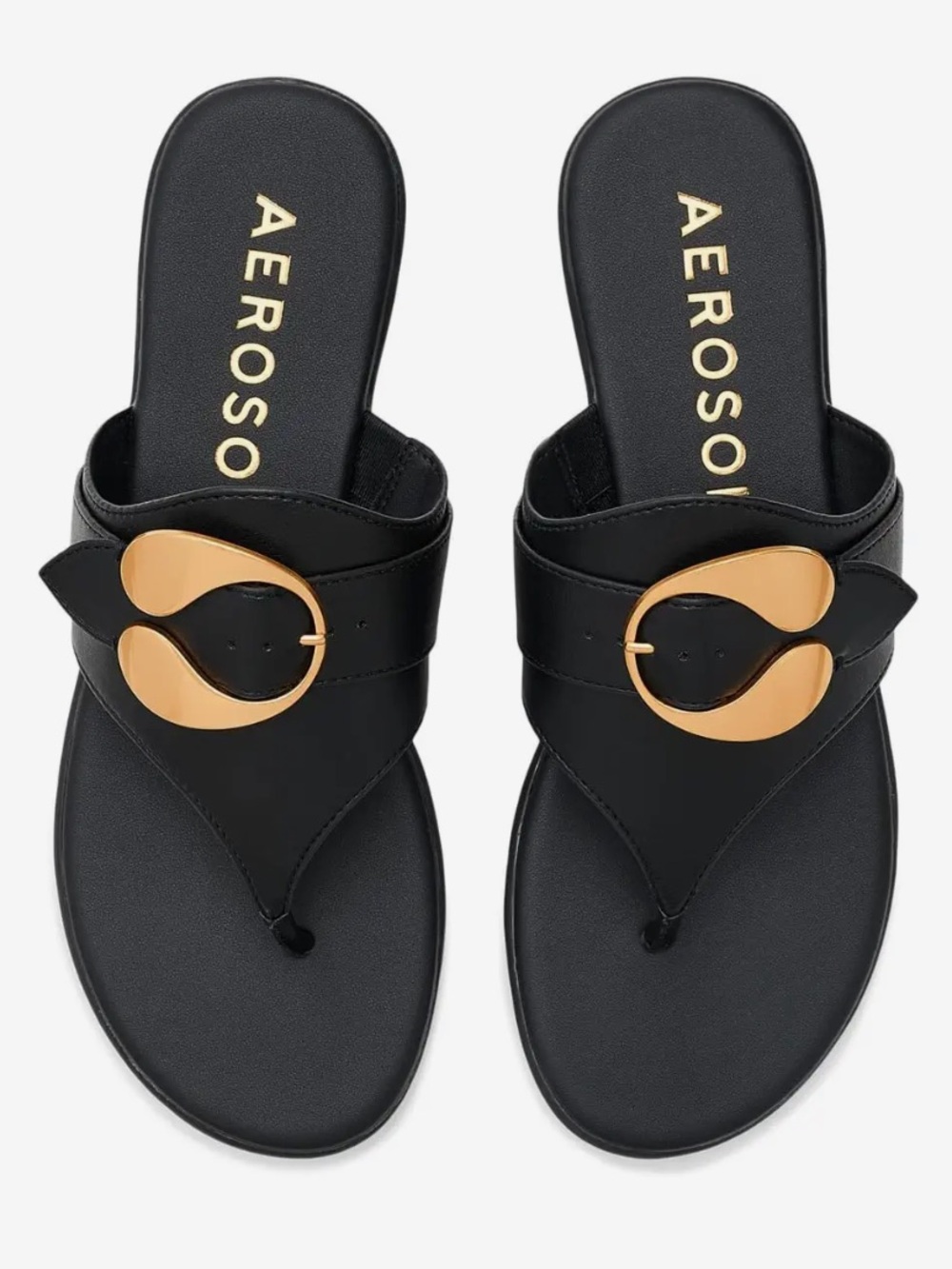 Aerosoles Women’s Black and Gold Glam Sandal Size 6.5